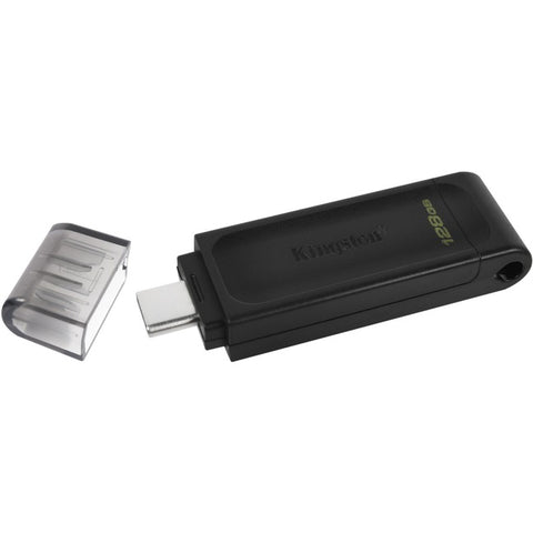 Kingston DataTraveler 70 128 GB USB 3.2 (Gen 1) Type C Flash Drive - Black