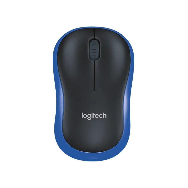 Logitech M185 Mouse - Radio Frequency - USB - Laser - Blue, Black